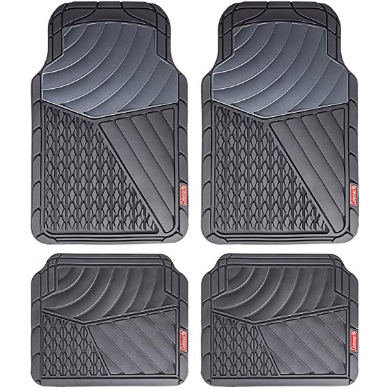 Coleman 4 Piece All-Weather Rubber Floor Mats – Premium Heavy Duty Full Set for Cars, Trucks, SUVs - Journeyman Class - Gray