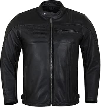 Vance Leathers' Men's Commuter Cafe Racer Motorcycle Leather Jacket with Armor