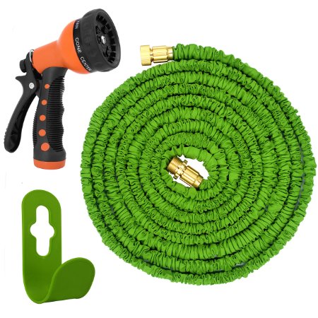 Garden Hose 50 Feet with 8 Functions Spray Nozzle and Holder Super Flexible 50ft