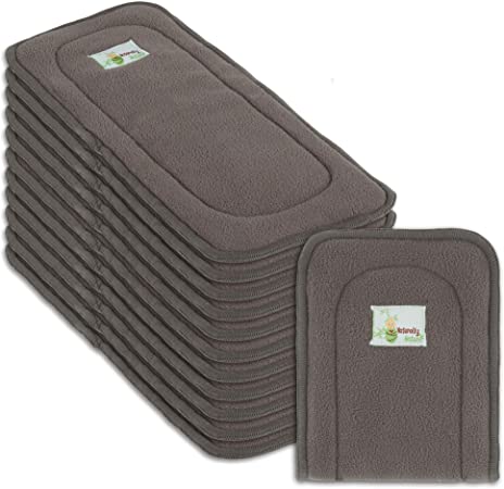 Naturally Natures Cloth Diaper Inserts 5 Layer Charcoal Bamboo Reusable Liners - Insert - for Cloth Diapers (Pack of 12) (Grey)