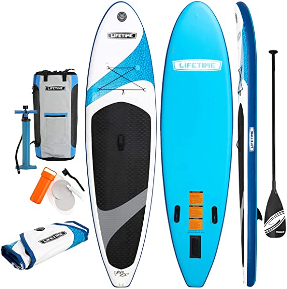 Lifetime Vista Inflatable Stand Up Paddle Board, 11' Long x 32" Wide x 6" Thick, Durable and Lightweight SUP, Stable Wide Stance Deck, Includes Backpack, Paddle, Pump, Removable Fin and Repair Kit