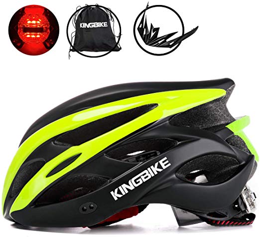 KINGBIKE Ultralight Bike Helmets CPSC&CE Certified with Rear Light   Portable Simple Backpack   Detachable Visor for Men Women(M/L,L/XL)