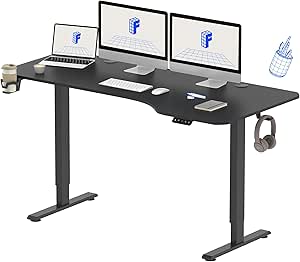 FLEXISPOT Scrivania Regolabile in Altezza, Scrivania Elettrica, Scrivania Regolabile Elettrica, Scrivania da Ufficio e Casa, Standing Desk (160x75cm,Nera)