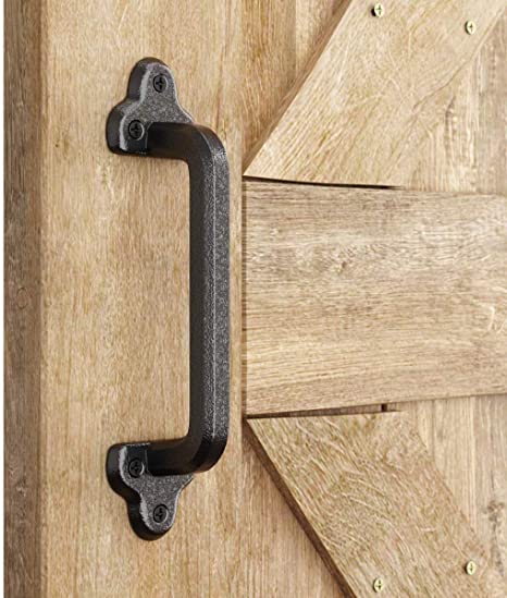 SMARTSTANDARD Heavy Duty 9" Antique Barn Door Handle, Large Rustic Retro Cast Iron Handle for Gates Garages Sheds Furniture, Black Powder Coated Finish, Square,