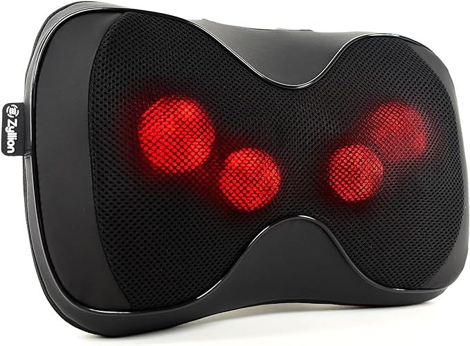 Zyllion Back and Neck Massager with Heat - 3D Deep Tissue Shiatsu Massage Pillow for Chair, Car and Muscle Pain Relief (NOT CORDLESS) - Black (ZMA-32-BK)