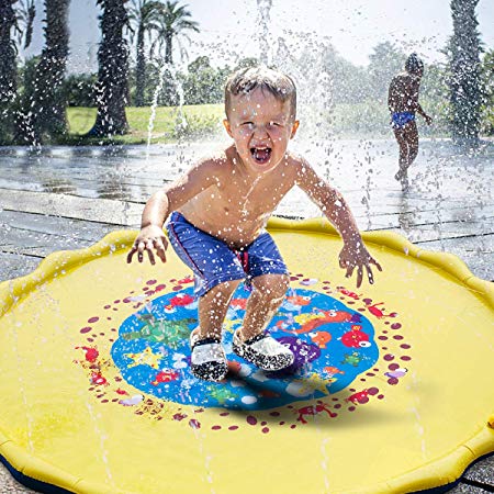 W-Dragon Splash Pad Play Mat and Water Sprinkle,68" Sprinkle Kids Toy Outdoor Perfect Inflatable Summer Fun Backyard Play for Children Infants Toddlers and Kids