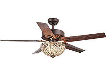 Whse of Tiffany CFL-8111 Catalina 3-Light Bronze-Finished 5-Blade 48" Crystal Ceiling Fan