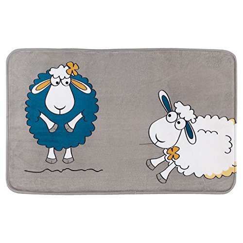 Tatkraft Funny Sheep Bath Mat Ultra Soft Anti Slip Microfiber, bamboo, Grey, 50 x 80 x 1.5 cm