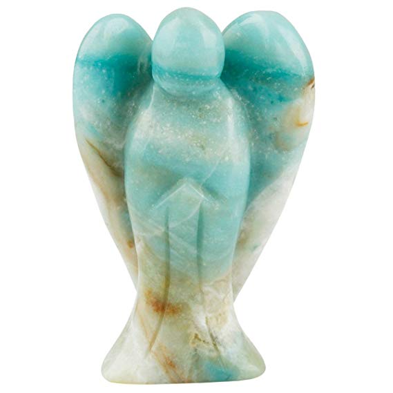 rockcloud Healing Crystal Gemstone Carved Pocket Crystal Guardian Angel Figurines 1.5 inch