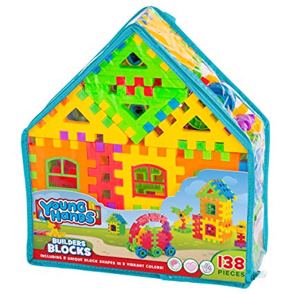 Creative Kids Interlocking Building Block Play Set for Kids w/ 138 Unique, Colorful Bricks & Convenient Carry Backpack - Educational Construction Kit for Preschool, Kindergarten & More