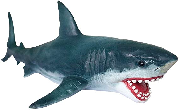 Geminismart Sea Life Great White Shark Action Figure Megalodon Shark Model Toy Soft Rubber Realistic Ocean Shark Educational and Role Play Toys for Kids and Collectors ( Great White Shark)