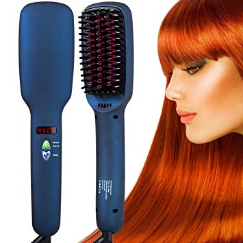 Hair Straightener Brush for Mother's Day Large Hot Air Hair Brush for All Hairstyle(1000W 110V) - Black Pink (Blue Hair Straightener)
