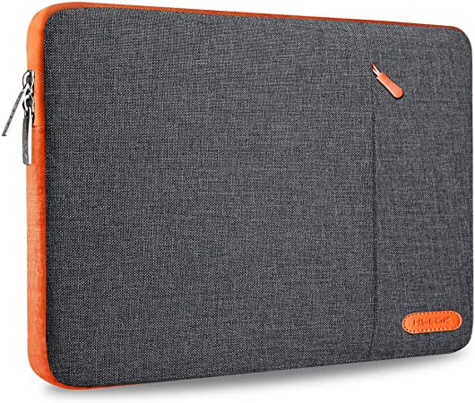 Laptop Case 15 15.6 16" Sleeve Recycled Water Resistant Cover for MacBook Pro 16" & 15.4", Surface Book 2/1 15" and Popular 15"-16" HP Dell Lenovo Asus Acer Razer MSI Notebooks,Linen Grey&Orange
