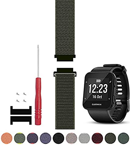 C2D Joy Compatible with Garmin Forerunner 35 Watch Band Replacement (Adapter, Screws and Screwdriver) Sport Mesh Strap Nylon Weave Garmin 35 Running Watch Accessories Watchband - 22#, M/6.5-8.5 in.