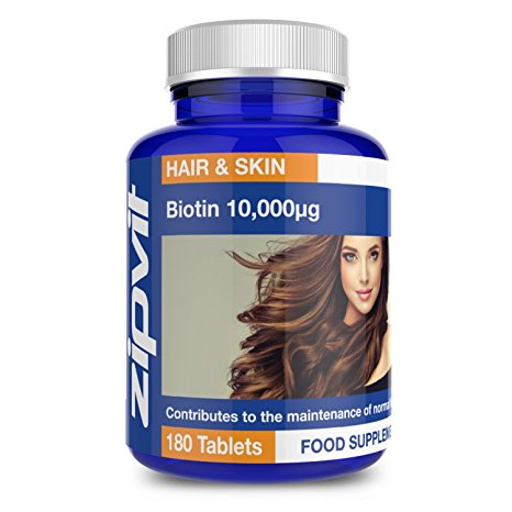 Biotin 10,000mcg | 180 Tablets | Highest Strength | Supports Hair Growth | 6 MONTHS SUPPLY