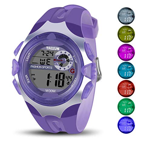 Kids Digital Watch - 100FT Waterproof LED Sport Hand Watch with Alarm, Chronograph - Electronic Wristwatch with Silicone Watches Band for Boys Girls