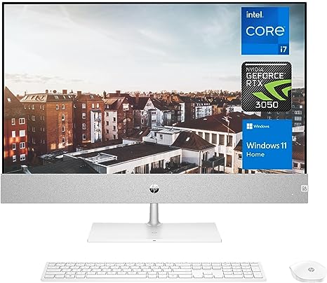 HP Newest Pavilion 27" All-in-One Desktop, 13th Gen Intel Core i7-13700T, NVIDIA GeForce RTX 3050, 64GB RAM, 2TB SSD   2TB HDD, Wireless Mouse & KB, Wi-Fi 6, Windows 11 Home, for Home & Business Use