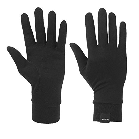 Browint Silk Gloves Liner for Cold Weather S M L XL XXL, Black, Unisex,