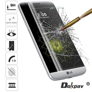LG G5 Screen Protector, Dokpav® Ultra Slim LG G5 Tempered Glass Full Screen Protector, 3D Curved Surface Protective Film Anti-scratch Anti-fingerprint - Transparent