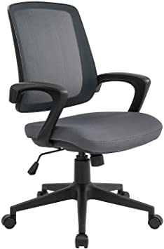 Home Office Desk Chairs Ergonomic Mesh Office Chair with Arms, Gray Color Mid-Back Computer Chair for Small Place
