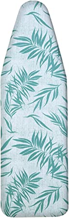 MZXcuin 15" x 54" Padded Ironing Board Cover Scorch Resistant, Cotton Iron Cover with Padding Heat Reflective Heavy Duty Pad (Green Leaves,15" x 54")