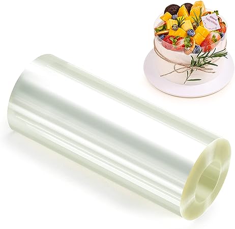 Ailaxq Cake Collar 4 x 600inch(150 μm thick) Acetate Sheets for Baking, Transparent Acetate Roll Acetate Cake Collars, Mousse Cake Cake Strips for Chocolate Mousse Baking, Cake Decorating