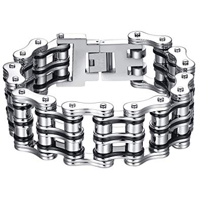 Aoiy Men's Stainless Steel Extra Large and Heavy Biker Bicycle Chain Bracelet