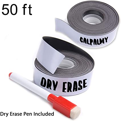 (2-Pack) 1 Inch X 25ft Dry Erase Magnetic Labels/Strips – Idea for Refrigerator, DIY Project Crafts and Writing Boards In The Office, Classroom and Kitchen – Made From Strong Magnet Sheet and Writable