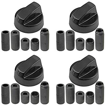 SPARES2GO Universal Black Control Switch Knobs for all makes of Oven, Cooker & Hob (Pack of 4)