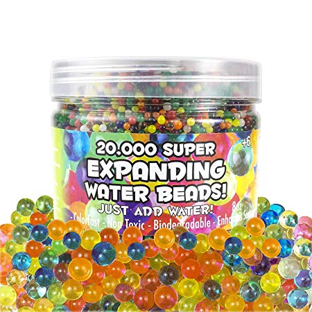 OIG Brands Water Beads for Kids 20,000 Pack - Growing Gel Balls for Home Decoration, Vase Fillers and Spa Non-Toxic
