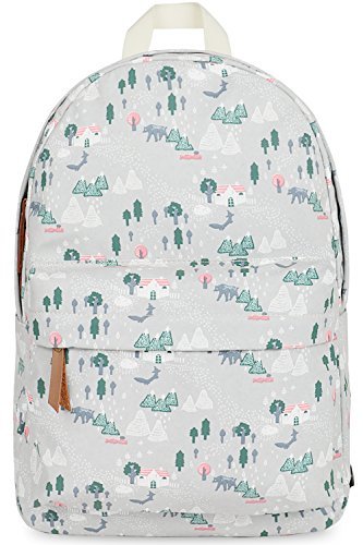 FITMYFAVO Backpacks School Bookbags for Girls Teen Daypacks College Backpack Women Christmas Series - Forest Grey