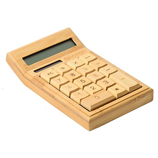 Sengu SG-CS19-NN Handmade Natural Bamboo Wooden Solar Warped Calculator