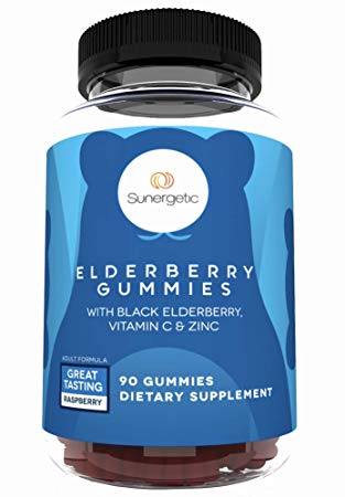 Premium Black Elderberry Gummies – Black Elderberry with Vitamin C & Zinc – Helps Support Immune System – Great Tasting Sambucus Elderberry Gummies – Raspberry Flavored Elderberry Gummies – 90 Gummies