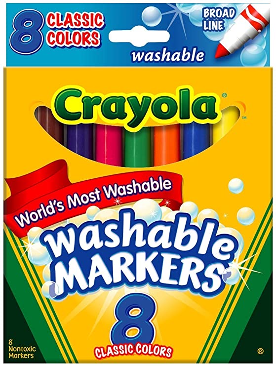 Crayola Washable Markers, Broad Tip, Classic Colors, 8 Count (Pack of 3)