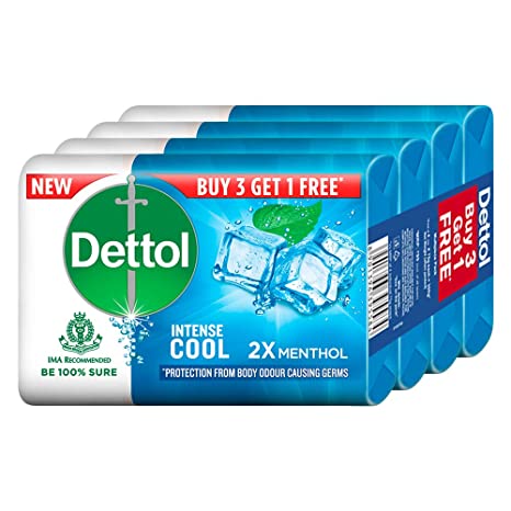 Dettol Cool Germ Protection Bathing Soap bar, 75gm (Pack of 4)