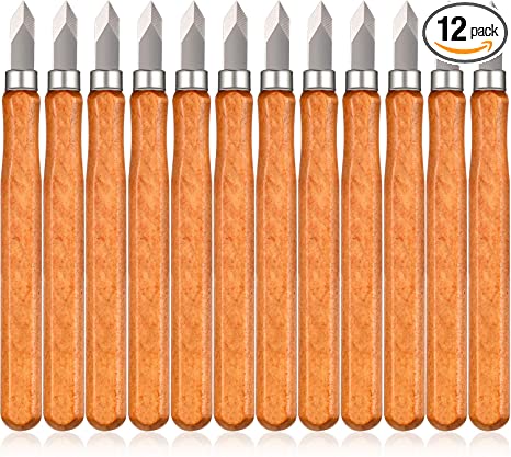 Marking Knife Woodworking Marking Knife Thin Blade Dual Double Bevel Striking Knife Hardened Mn-V Steel Heat Treated Striking Marking Knife (12 Pieces)