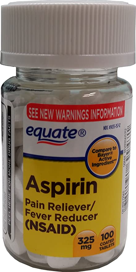 Equate Aspirin Tablets 325 Mg Pain Reliever/Fever Reducer 100 Ct