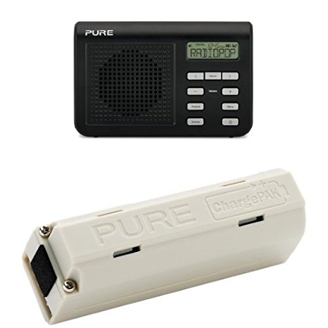 Pure One Mi Series 2 Portable DAB Digital and FM radio Black with ChargePAK A1 Rechargeable Battery