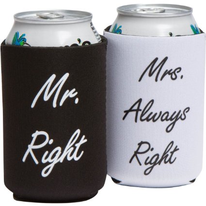 Wedding Gifts - Mr. Right and Mrs. Always Right Can Coolers - Couples Gifts
