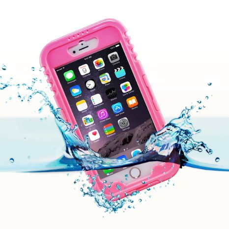 iPhone 6 Waterproof Case, iThroughTM Waterproof, Dust Proof, Snow Proof, Shock Proof Case with Touched Transparent Screen Protector, Waterproof up to 20ft, Carrying Cover Case for iPhone 6 (Pink-)
