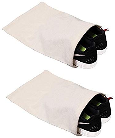 Linen Clubs 4Pack Cotton Shoe Bag 18x10 Natural
