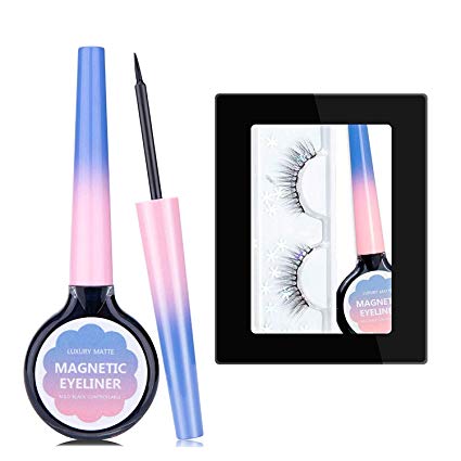 Magnetic Eyelashes and Magnetic Eyeliner Kit, Reusable 3D Magnetic Eyelashes, Waterproof Magnetic Eyeliner Liquid