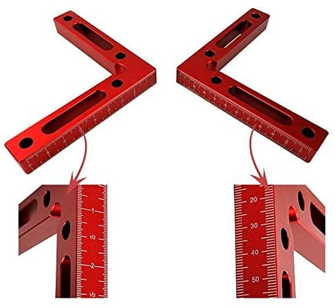 90 Degree Positioning Squares Corner Clamping Square, 4.7 Inch x 4.7 Inch Aluminium Alloy L-type Right Angle Ruler Clamps Woodworking Carpenter Tool With Scale for Picture Frame Cabinets Drawers