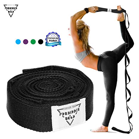 Forbidden Road Stretch Strap with Multi- Loop Exercise Strap For Physical Therapy Yoga Dance Pilates Greater Flexibility and Fitness Workout Deepen Green / Black / Blue / Purple