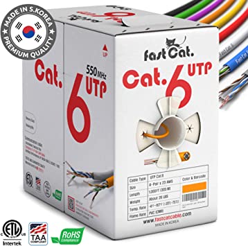 fast Cat. Cat6 Ethernet Cable 1000ft - Insulated Bare Copper Wire Internet Cable with Noise Reducing Cross Separator - 550MHZ / 10 Gigabit Speed UTP LAN Cable 1000 ft - CMR (Orange)