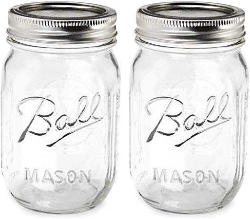 Ball Pint Jar with Lids and Bands, Regular Mouth, Set of 2, (16 oz)