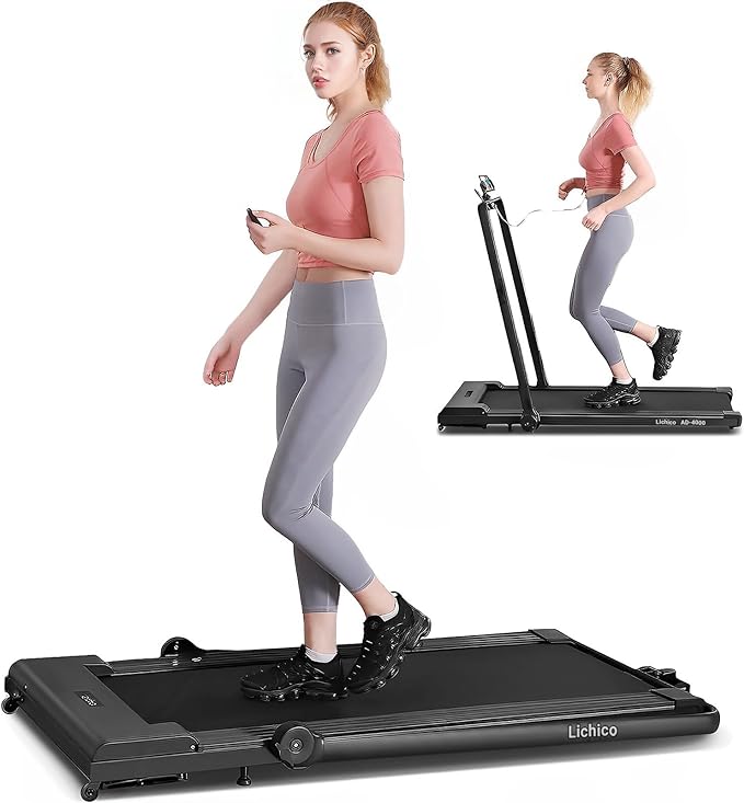 YRUN/LICHICO 2 in 1 Under Desk Treadmill, 8.6Mph Portable Folding Treadmill, 3.0HP Brushless Motorized Electric Walking Treadmill, Larger Running Area, Small Mini Walking Pad Running Machine for Home