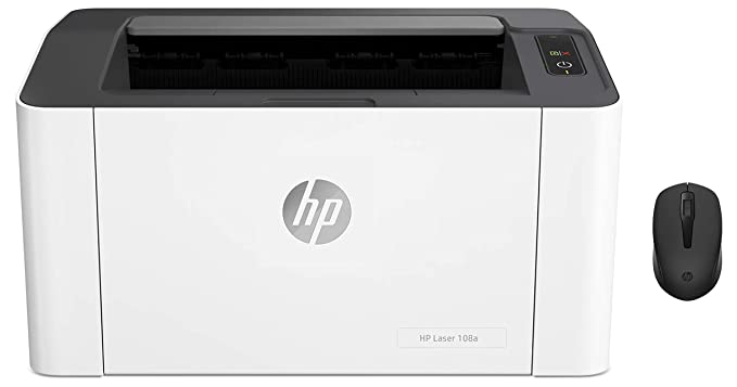 HP Laserjet 108A Monochrome Laser Printer with USB Connectivity & 150 Wireless Mouse with Ergonomic and ambidextrous Design, 2.4 GHz Wireless connectivity, Dual-Function Scroll Wheel