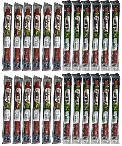 Chomps Snack Sticks 100% Grass Fed Beef Variety Pack Original and Hoppin Jalapeno Pack of 24