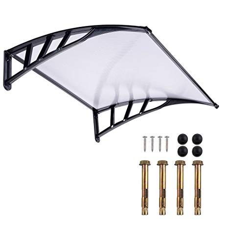 Door Canopy Awning 120*75cm Back Window Rain Snow Shelter Front Porch Outdoor Shade Patio Roof Cover UV Protection